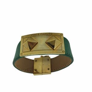 Vince Camuto Bracelet Women's Green Faux Leather Gold Tone Stud Magnetic Clasp